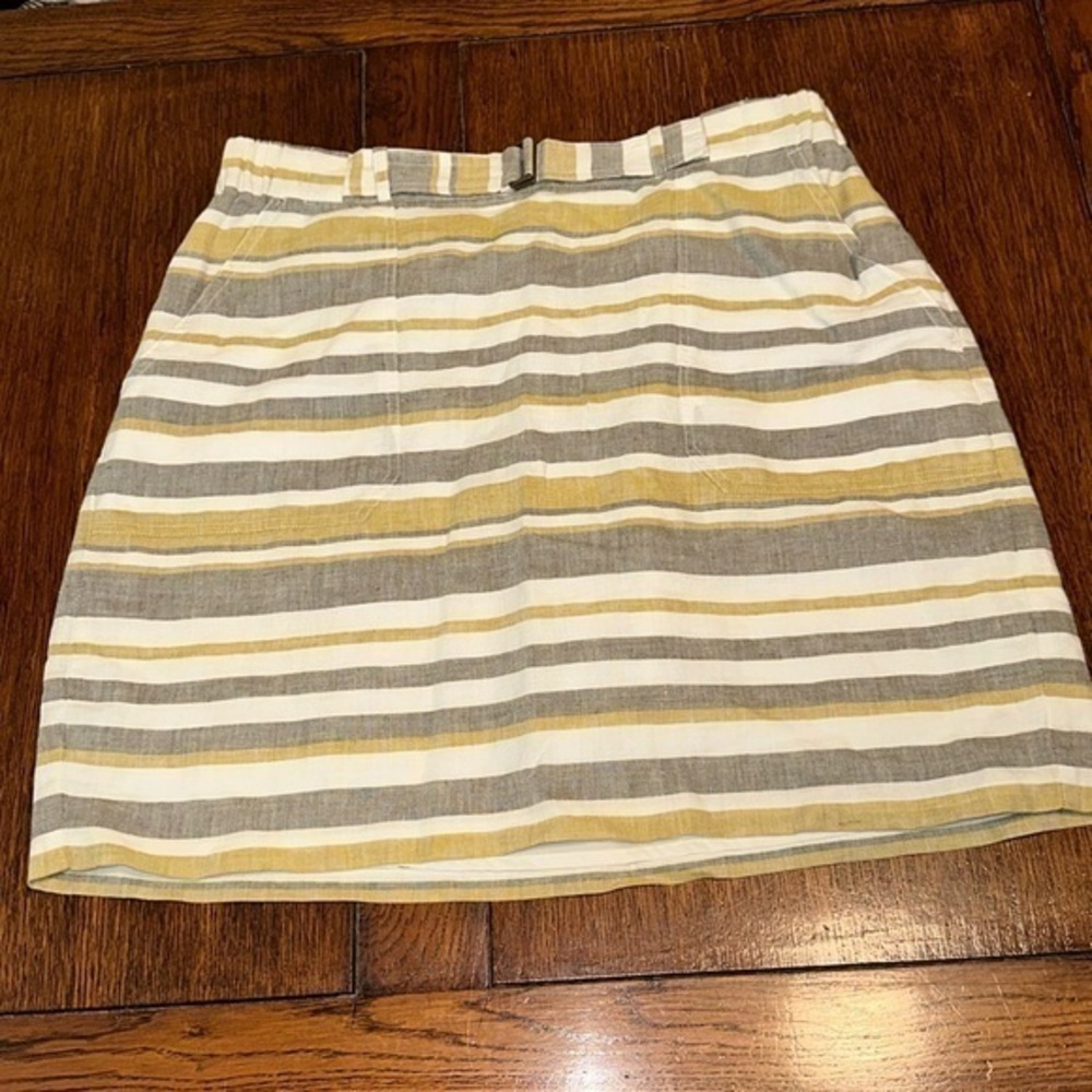 Banana Republic Factory yellow grey and white striped skirt size Medium